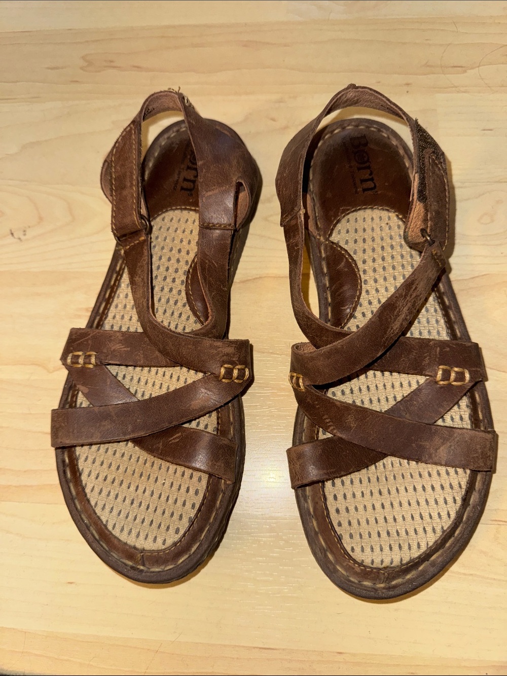 Born Brown Leather Strappy Sandals
